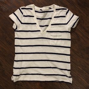 Madewell Whisper Cotton V-neck Navy stripe
